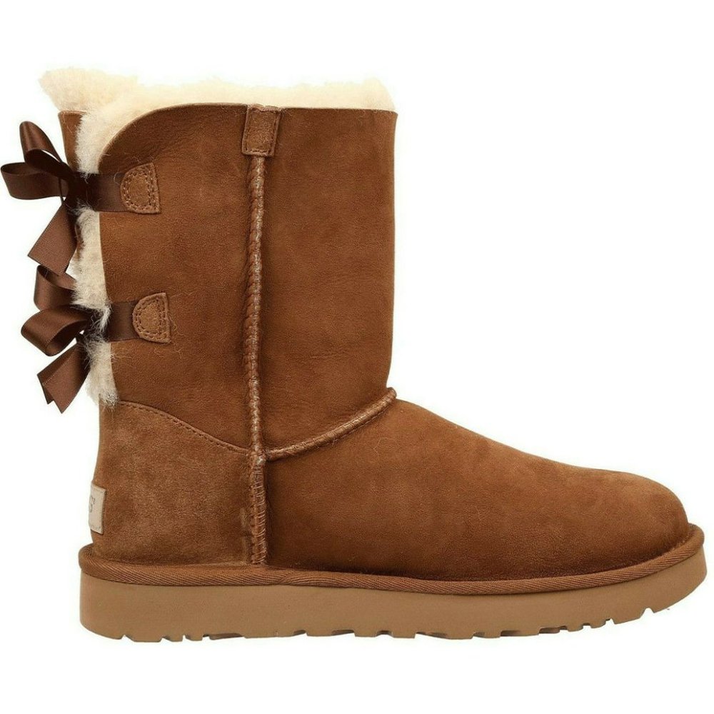 UGG Women's Bailey Bow II Suede & Sheepskin Boots - Picture 2 of 7